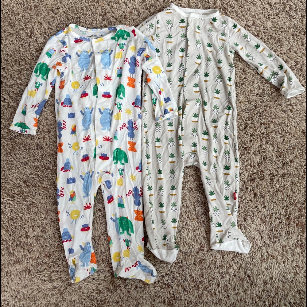 Two Magnetic me modal magnetic footie pajamas